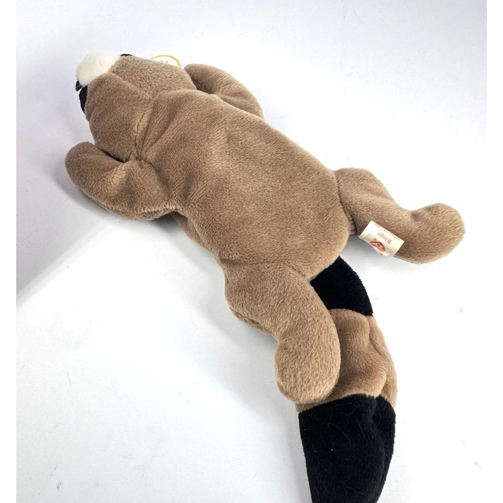 Ty‎ Beanie Baby Ringo Raccoon 1996 PE Pellets Tags Brown Tan Plush